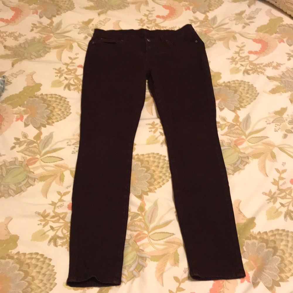 7 for all mankind maroon mid rise skinny